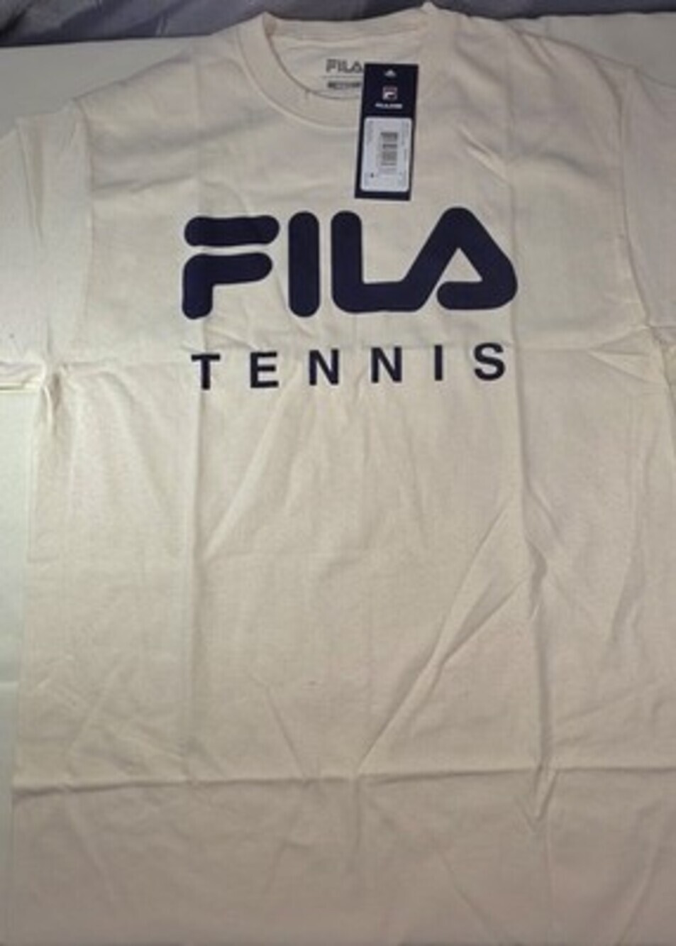 NWT Fila Men's Classic Logo Short Sleeve Crew Neck T-Shirt In Beige